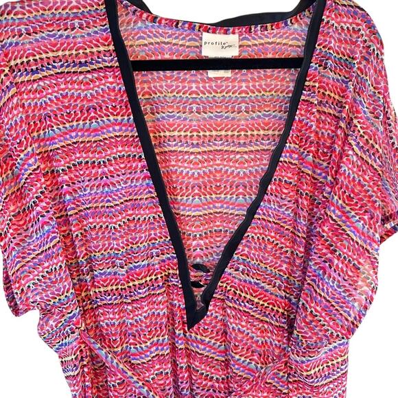 Profile by Gottex Multicolor Mesh Swim Cover-Up XL Festival Y2K Beachwear - Picture 2 of 6